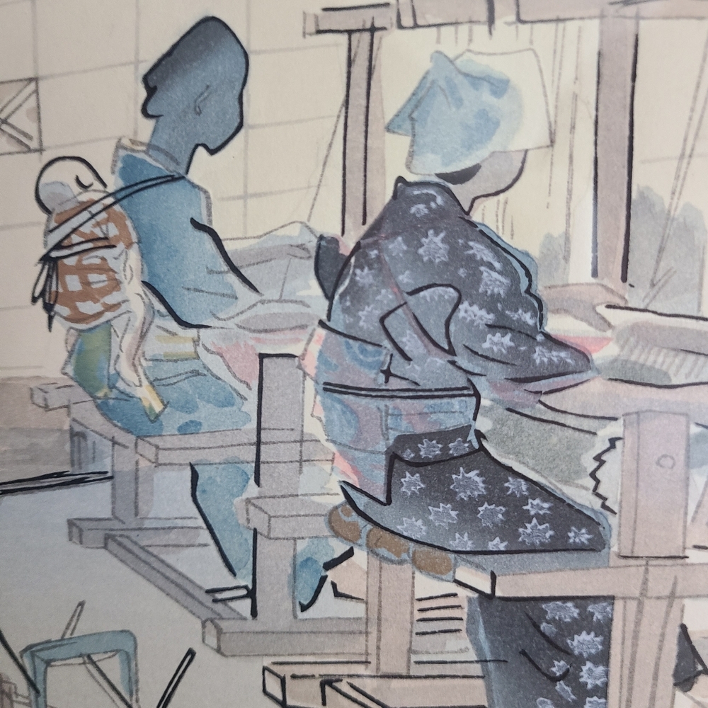 Sanzo Wada "Women Weavers" Japanese Woodblock Signed Vintage Print - Picture 2 of 5